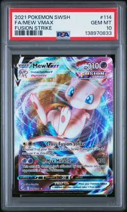 2021 POKEMON SWORD & SHIELD FUSION STRIKE #114 FULL ART/MEW VMAX PSA 10 - Image 1