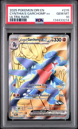 2025 POKEMON DRI EN-DESTINED RIVALS ULTRA RARE #215 CYNTHIA'S GARCHOMP EX PSA 10 - Image 1