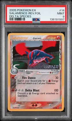 2005 POKEMON EX DELTA SPECIES #14 SALAMENCE-REVERSE FOIL PSA 9 - Image 1