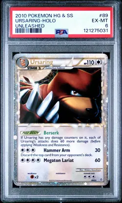 2010 POKEMON HEARTGOLD & SOULSILVER UNLEASHED #89 URSARING-HOLO PSA 6 - Image 1