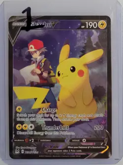 Pikachu V TG16/TG30 Swsh11: Pokemon Lost Origin Trainer Gallery Holo NM (1 of 2) - Image 3