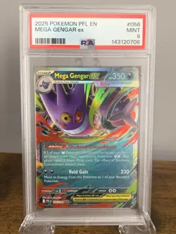 2025 POKEMON PFL EN-PHANTASMAL FLAMES #056 MEGA GENGAR EX PSA 9 - Image 1