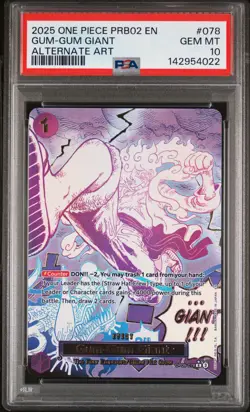2025 ONE PIECE PRB02-PREMIUM BOOSTER ALTERNATE ART #078 GUM-GUM GIANT PSA 10 - Image 1