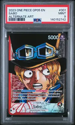 2023 ONE PIECE OP05-AWAKENING OF THE NEW ERA ALTERNATE ART #001 SABO PSA 9 - Image 1