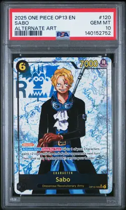 2025 ONE PIECE OP13-CARRYING ON HIS WILL ALTERNATE ART #120 SABO PSA 10 - Image 1