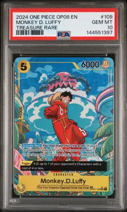 2024 ONE PIECE OP08-TWO LEGENDS TREASURE RARE #109 MONKEY D. LUFFY PSA 10 - Image 1