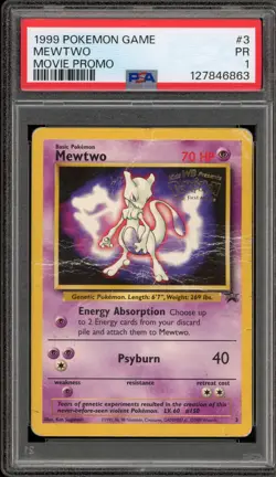 Pokemon Mewtwo WB Movie Black Star Promo #3 PSA 1 - Image 1