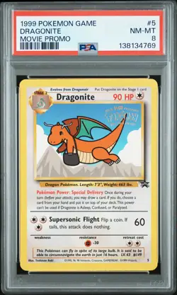 1999 POKEMON GAME MOVIE PROMO #5 DRAGONITE PSA 8 - Image 1