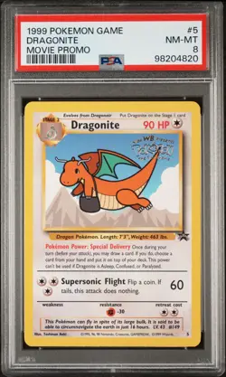 1999 POKEMON GAME DRAGONITE MOVIE PROMO PSA NM-MT 8 - Image 1