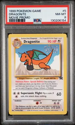 1999 POKEMON GAME MOVIE PROMO #5 DRAGONITE PSA 8 - Image 1