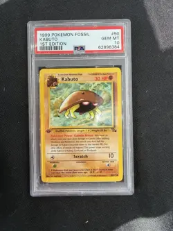 PSA 10 Kabuto Grail 1st Edition Fossil 1999 Pokemon #50 50/62 - Image 1