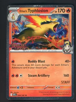 Ethan's Typhlosion 034/182 Staff Prerelease Destined Rivals Holo Card - Image 1