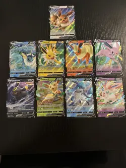 Eevee and It’s Evolution V Full Art Pokemon Card TCG Mint Condition - Image 1