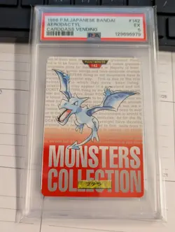 PSA 5 Aerodactyl Carddass Vending Bandai Japanese 1996 Pokemon Card #142 Red - Image 1