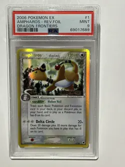 2006 Pokemon Ex Dragon Frontiers - Ampharos Rev.Foil #1 PSA 9 MINT - Image 1