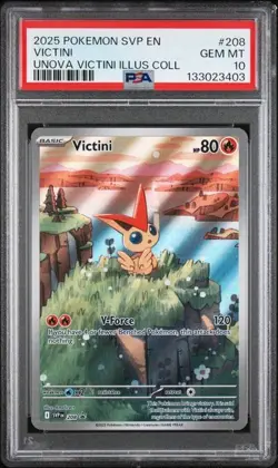2025 Pokemon SVP 208 Victini PSA 10 Graded Illustration Rare Promo Unova 403 - Image 1