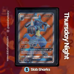 2018 POKEMON SUN & MOON FORBIDDEN LIGHT #122/131 LUCARIO GX FULL ART - Image 1