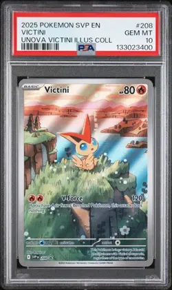 2025 Pokemon SVP 208 Victini PSA 10 Graded Illustration Rare Promo Unova 400 - Image 1