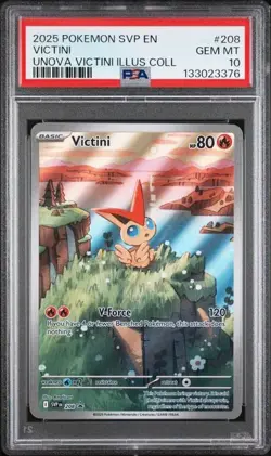 2025 Pokemon SVP 208 Victini PSA 10 Graded Illustration Rare Promo Unova 376 - Image 1