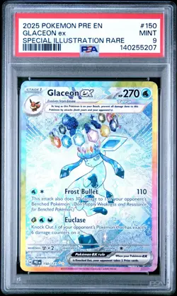 2025 Pokemon Prismatic Evolutions Glaceon EX Special Illustration Rare 150 PSA 9 - Image 1