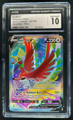 2022 Pokemon SWSH Silver Tempest Ho-Oh V #187/195 CGC 10 - Image 1