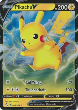 Pikachu V 086/264 Ultra Rare Fusion Strike Pokemon TCG - Image 1