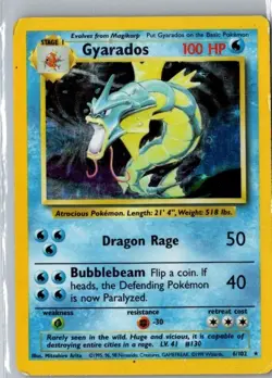Pokemon TCG Gyarados Holo Rare Card 006/102 Base Set 1999 Unlimited 006/102 - Image 1