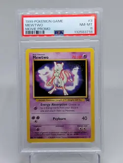 1999 Pokemon Movie Black Star Promo MEWTWO #3 Card PSA 8 - Image 1