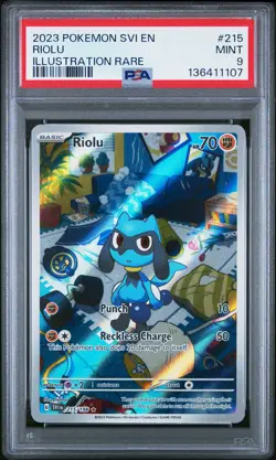 2023 POKEMON SVI EN-SCARLET & VIOLET ILLUSTRATION RARE #215 RIOLU PSA 9 - Image 1