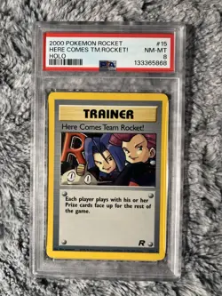 2000 POKEMON ROCKET 1ST EDITION #15 HERE COMES TEAM ROCKET!-HOLO PSA 8 - Image 1