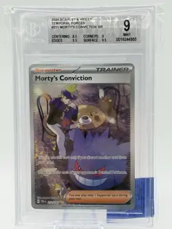 Pokemon Morty's Conviction 211/162 SV05 Temporal Forces SIR Holo Beckett 9 - Image 1