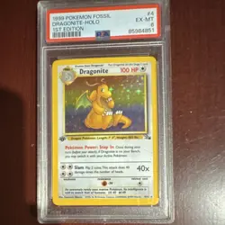 Pokemon Dragonite Fossil Holo Rare 1st Edition #4/62 1999 PSA 6 English - Image 1