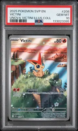2025 Pokemon SVP 208 Victini PSA 10 Graded Illustration Rare Promo Unova 395 - Image 1