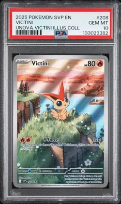 2025 Pokemon SVP 208 Victini PSA 10 Graded Illustration Rare Promo Unova 382 - Image 1