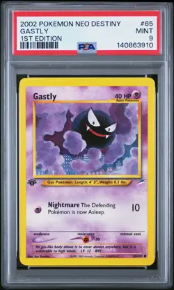 2002 POKEMON NEO DESTINY 1ST EDITION #65 GASTLY PSA 9 - Image 1