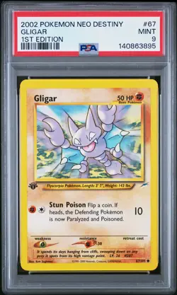 2002 POKEMON NEO DESTINY 1ST EDITION #67 GLIGAR PSA 9 - Image 1