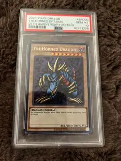 PSA 10 Tri-Horned Dragon LOB-EN000 Secret Rare Unlimited 25th Anniversary Yugioh - Image 1