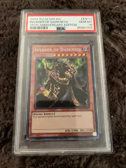 Yugioh 25th Anniversary Invader of Darkness PSA 10 Gem Mint, IOC-111 - Image 1