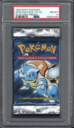 1999 Pokemon FRENCH 1st Edition Base Set Tortank-Blastoise Booster Pack PSA 8 - Image 1