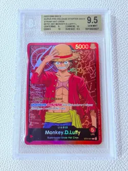 2022 One Piece MONKEY.D.LUFFY BGS 9.5 SUPER PRE-RELEASE ST01-001 STRAW HAT - Image 1