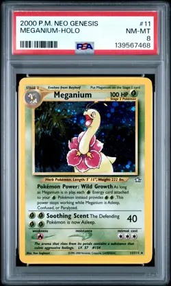 2000 POKEMON NEO GENESIS #11 MEGANIUM-HOLO PSA 8 - Image 1