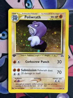 Pokemon Cards: Neo Discovery 1st Edition Rare Holo: Poliwrath 9/75 WOTC LP/MP - Image 1