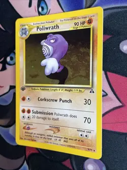 Pokemon Cards: Neo Discovery 1st Edition Rare Holo: Poliwrath 9/75 WOTC LP/MP - Image 3