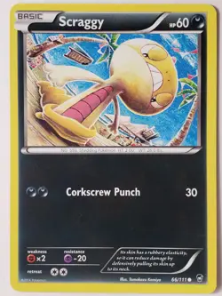 Scraggy 66/111 - NM - XY Furious Fists Pokemon Card - Tomokazu Komiya Art - Image 1