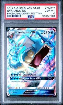 2019 POKEMON SM BLACK STAR PROMO HIDDEN FATES TINS #SM212 GYARADOS GX PSA 10 - Image 1
