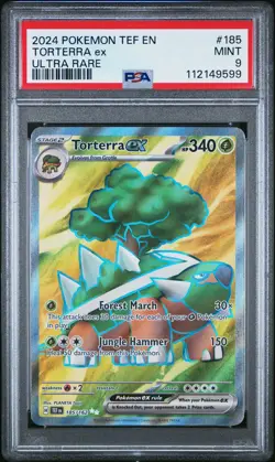 2024 POKEMON TEF EN-TEMPORAL FORCES ULTRA RARE #185 TORTERRA EX PSA 9 - Image 1