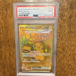 Pokemon Pikachu ex 179/131 Sv: Prismatic Evolutions Hyper Rare Holo PSA 9 - Image 1