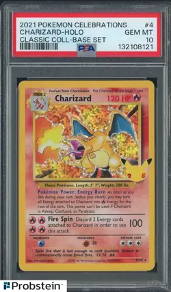 2021 Pokemon Celebrations Classic Base Set #4 Charizard Holo PSA 10 GEM MINT - Image 1