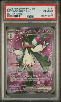 PSA 10 GEM Mint Meowscarada ex 231/193 Ultra Rare Full Art - Pokemon PAL SV02 - Image 1