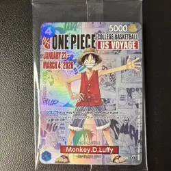 One Piece Monkey D. Luffy US Voyage College Basketball Promo Card Gonzaga SEALED - Image 1